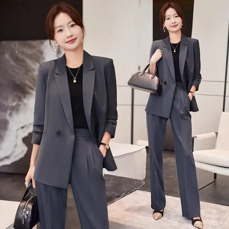 高级感灰色休闲大学生西装外套女2025新款高端职业轻职场套装西服