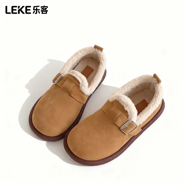 冬季加绒棉鞋新款加厚2026女豆豆鞋厚底软底毛毛复古保暖女勃肯鞋