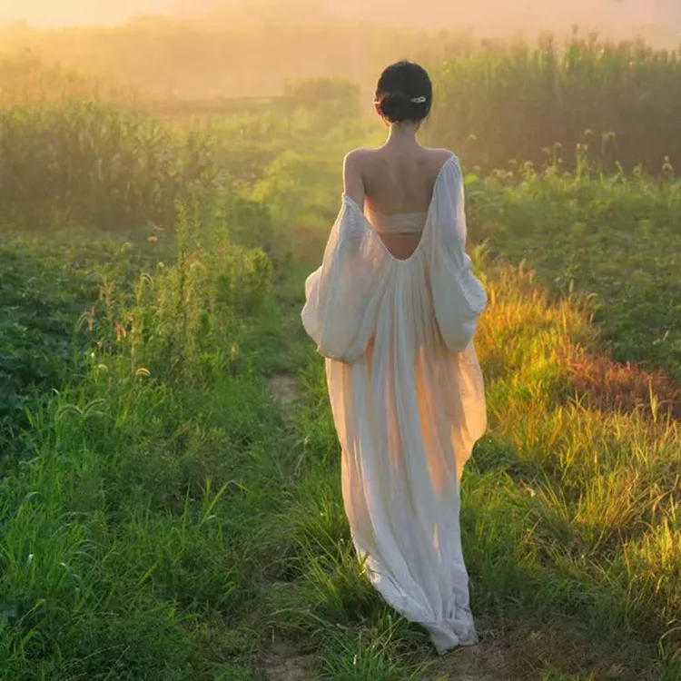 【现货秒发】氛围感晨袍女睡袍连衣裙法式温柔风端庄大气宽松晨拍