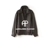 AP洛哥53067PY【藏锋敛锐】黑标/羊皮翻领分割棕色时尚百搭拉链皮衣
