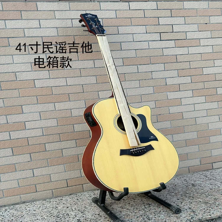 特价粉色全单板民谣吉他40寸云杉木初学者入门新手乐器正品
