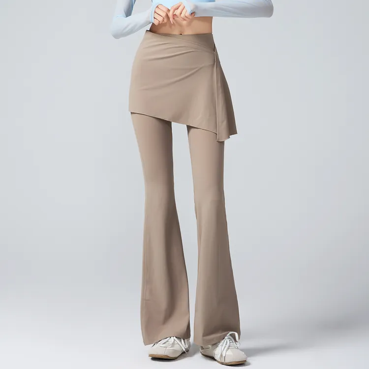 带屁帘的瑜伽裤假两件修身百搭健身防尴尬显瘦微喇带屁帘瑜伽裤