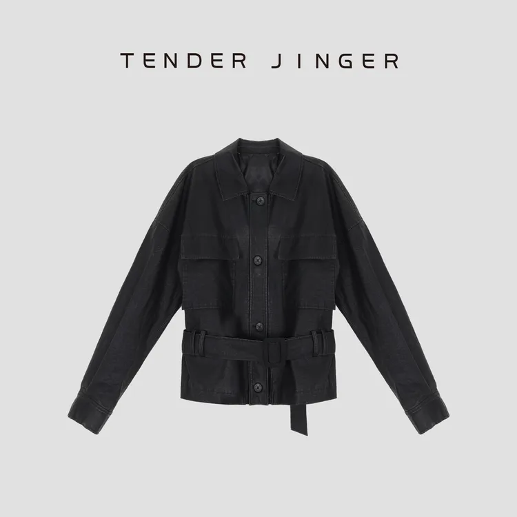 Tender Jinger【黑标】复古风系带收腰夹克外套T53WM30747