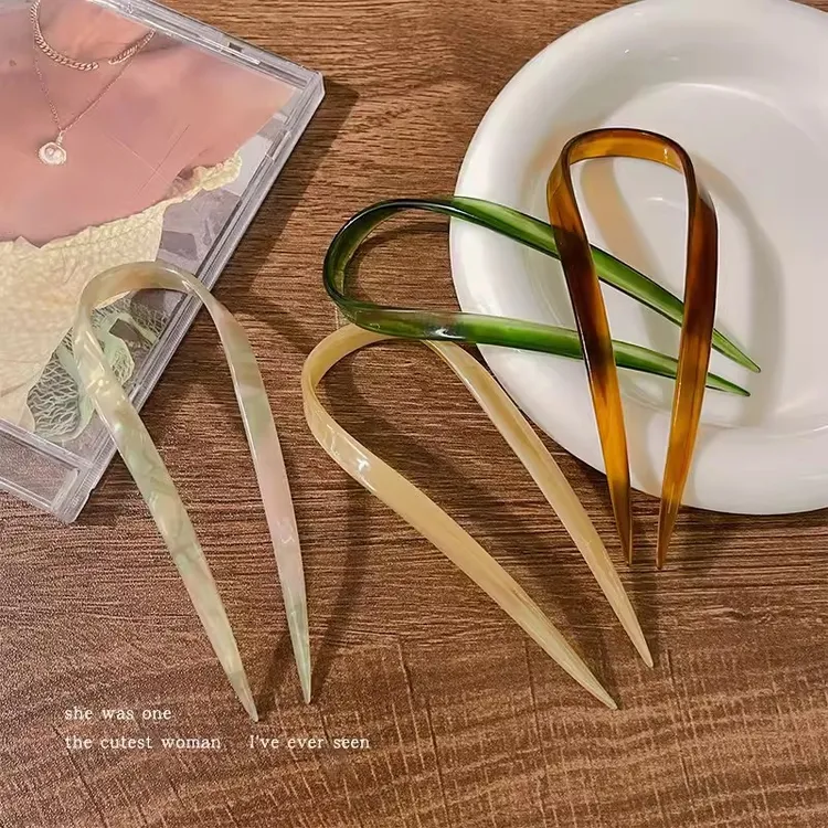 珍美妮新中式U型发簪高级感盘发发钗古风日常簪子国风旗袍钗子头