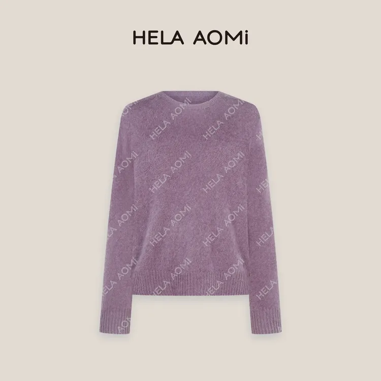 HELAAOMI“云朵毛衣”96.2绵羊毛山羊绒圆领毛茸茸质感长袖针织衫