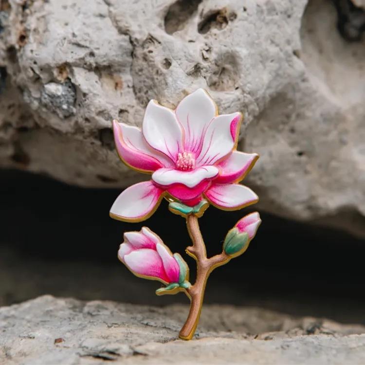 【达人专属】锌合金胸针 【来自潭柘寺的祝福】花开富贵玉兰花胸针时