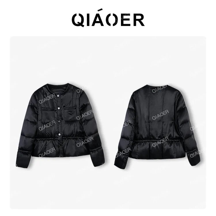 乔儿定制【都市晚宴】新国标90白鸭绒时尚收腰显瘦羽绒服保暖短外套