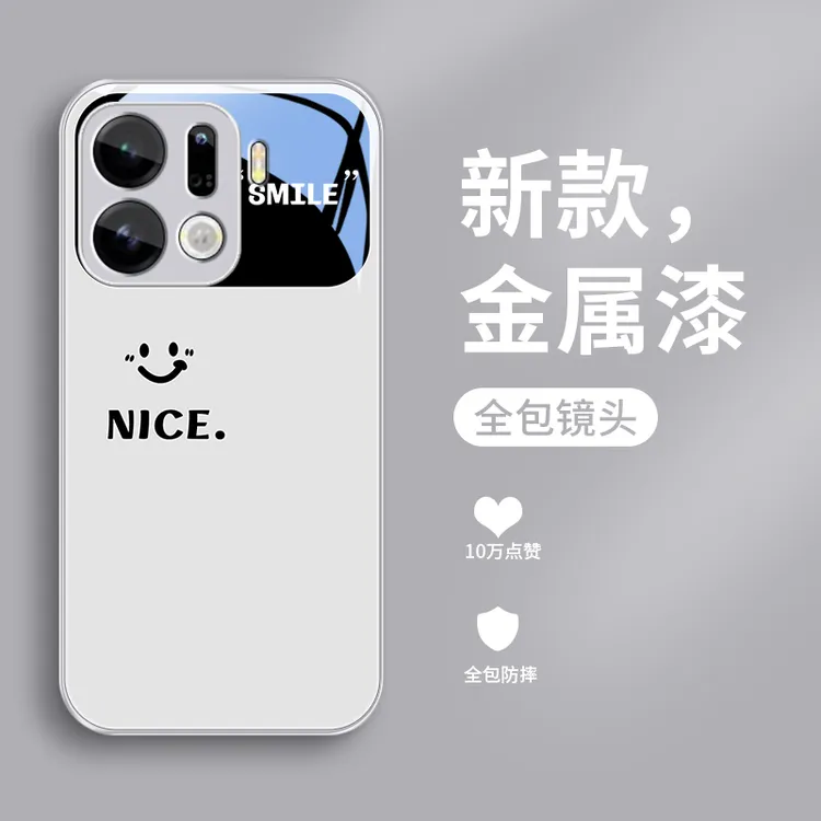 Nice视窗适用oppoFindX9手机壳FindX9Pro简约玻璃壳金属漆保护套