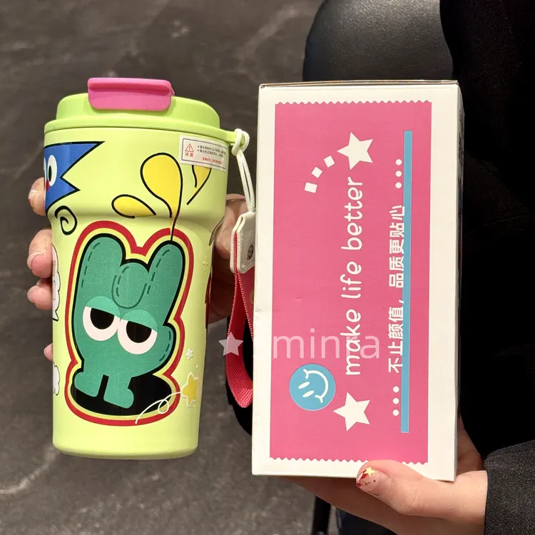 多巴胺咖啡杯陶瓷内胆保温杯车载学生可爱高颜值便携吸管水杯保冷