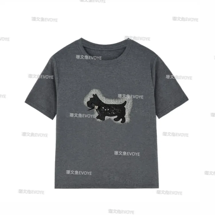 【迷你小狗】2025春夏季新款T恤时尚减龄显瘦百搭修身重工潮流短袖