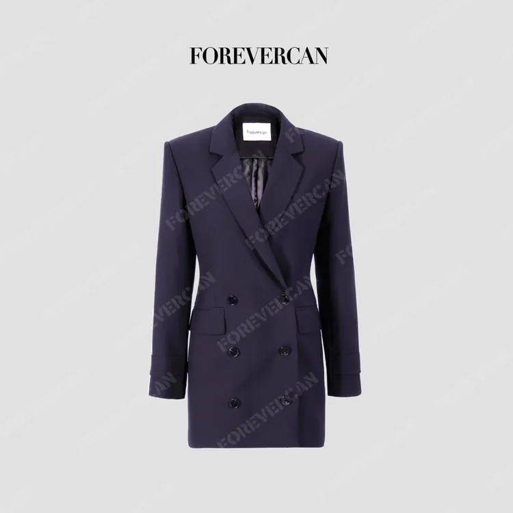 FOREVERCAN“墨尔本”经典平驳领修身双排扣中长西装外套SC23476