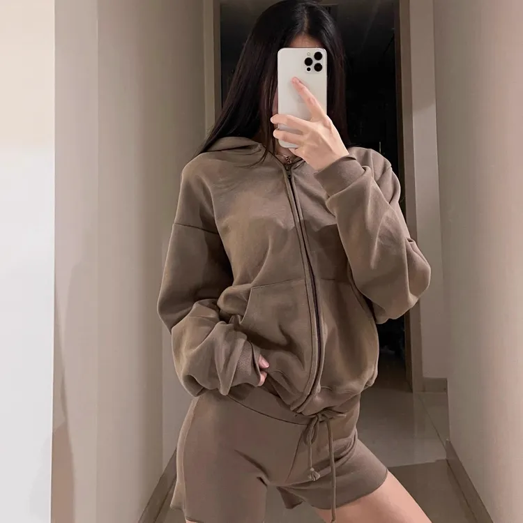 【消烦局长】Cotton Fleece·云感软绵绵底部拉毛连帽拉链卫衣外套女