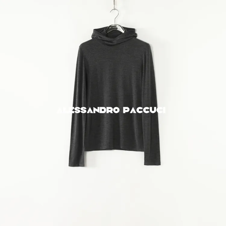 AP洛哥53093ST【诗话】连帽100羊毛多色简约风时尚百搭长袖套头衫