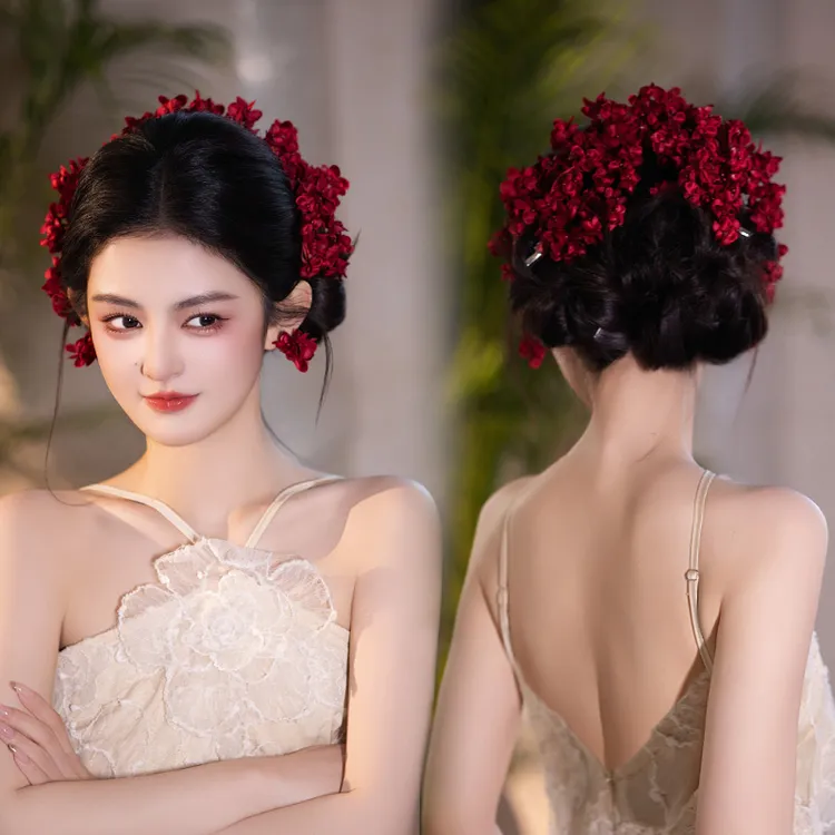 合金婚庆饰品 新款高级手工花新娘花朵头饰旗袍秀禾服发饰品23512
