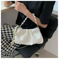 包包2025新款潮女夏珍珠褶皱腋下单肩小包高级感百搭云朵斜挎女包