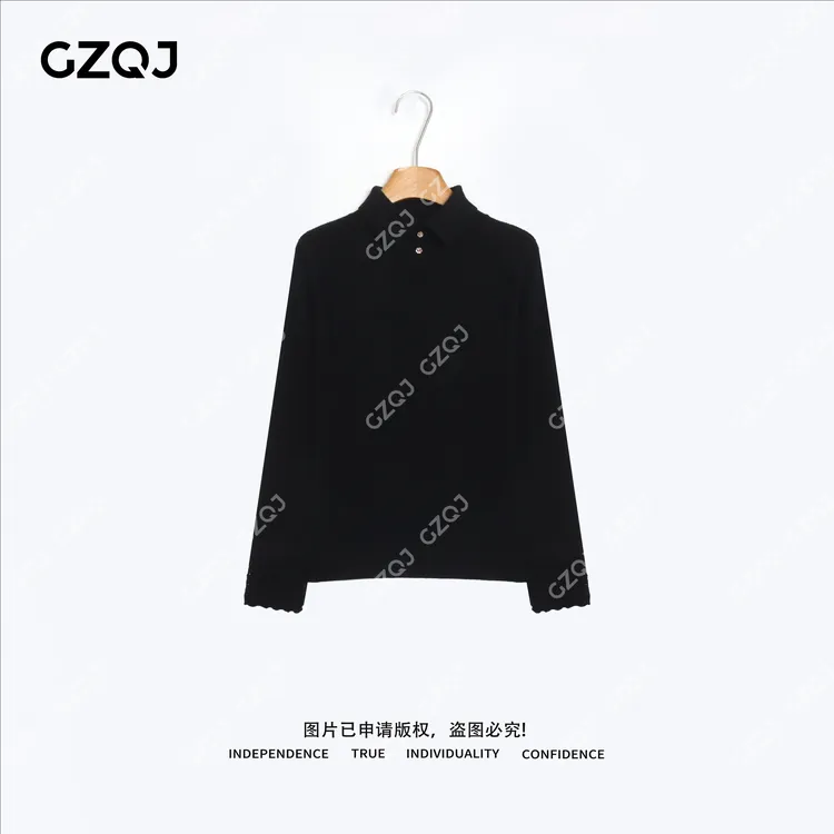 老琴私服 【通勤小心机】100羊毛轻奢气质Polo领针织衫女冬款 26881