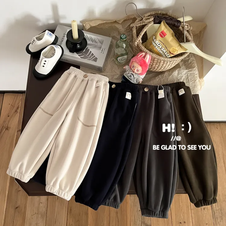 现货【加绒】郝叔童品秋冬新款2025时尚洋气男童网红加绒长裤HI5343