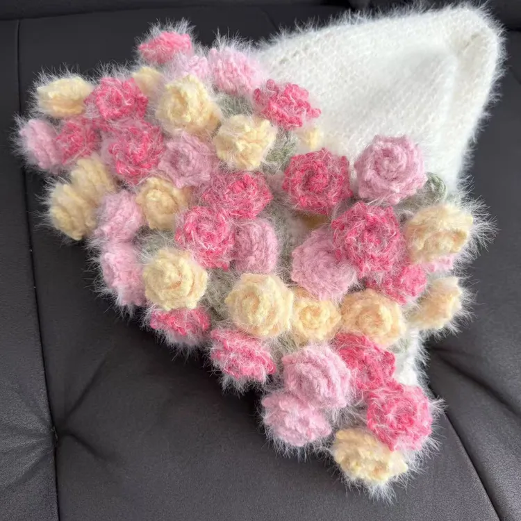 渐变玫瑰花束手工长毛毯子diy材料包送女生生日礼物