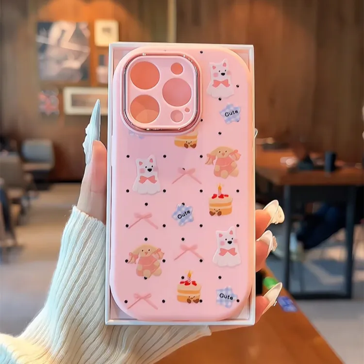 适用于【苹果/华为/荣耀】金属小胖妹手机壳女波点jallycat西高地