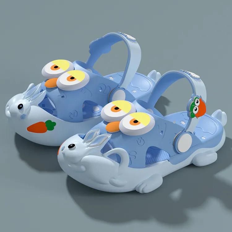 卡通大眼包头儿童洞洞鞋夏季男女孩室内户外软底防滑婴幼儿凉拖鞋