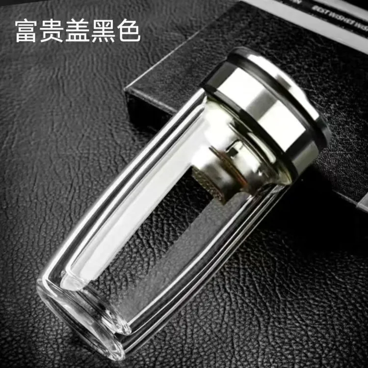 高硼硅鹅蛋玻璃水杯大容量专用隔热便携泡茶杯盖高颜值女士玻璃杯