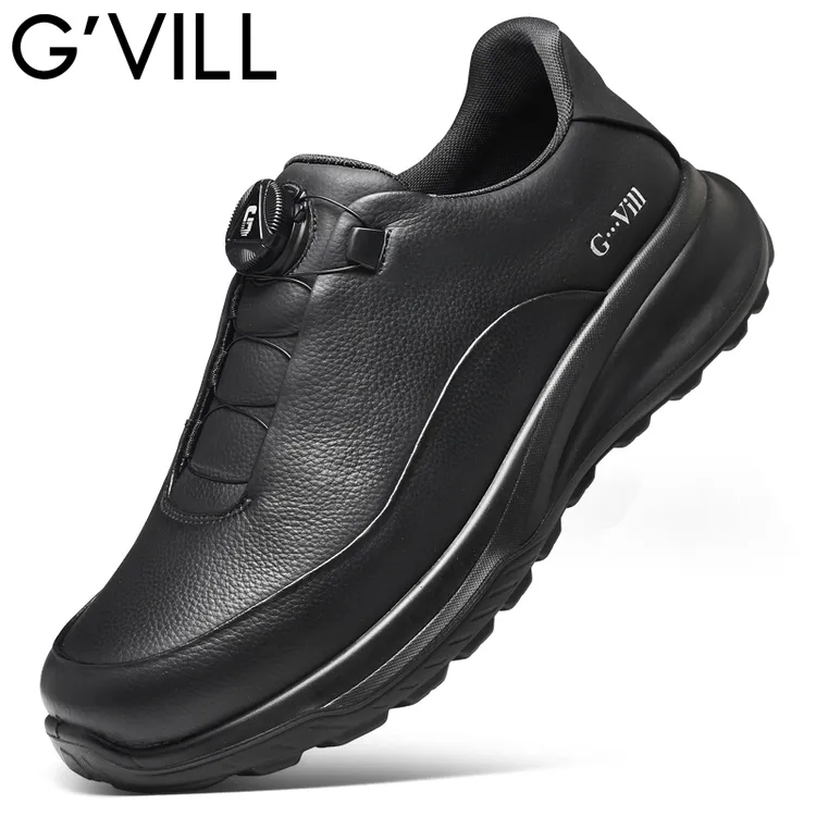 G’VILL/贵之步男士防水秋冬减震防滑休闲皮鞋中老年增高爸爸鞋