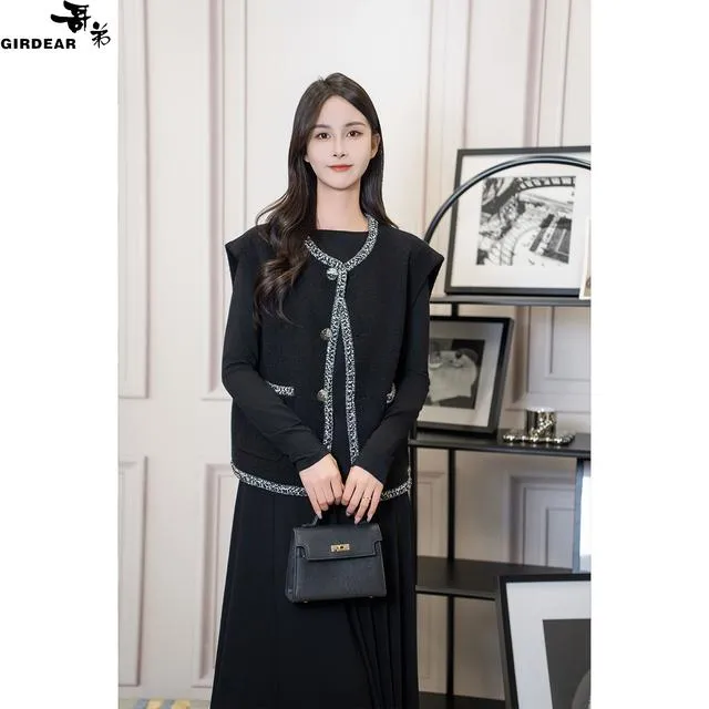 GIRDEAR/哥弟夏季爆款新款洋气休闲气质单排扣小香风马甲1400791