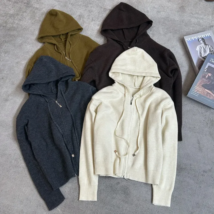 【米可家】棉花糖系列软糯双拉链加厚连帽毛衣8079