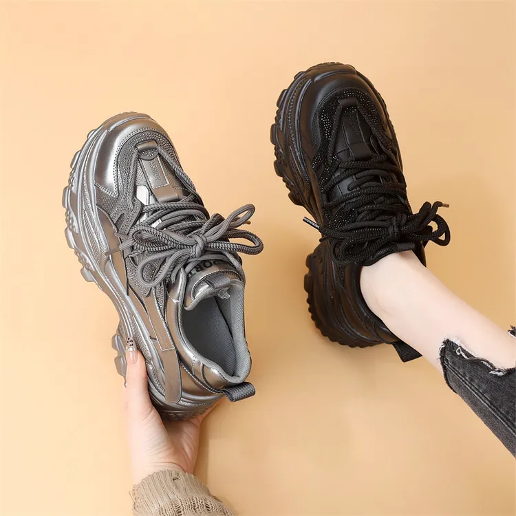 【专柜版本】爆款老爹鞋女2025年秋季新款加绒水钻松糕厚底休闲鞋商品图