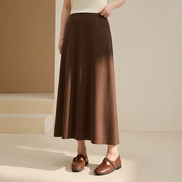 【焦糖可可】纤莉秀W大码女装流光风加绒加厚针织秋冬半身裙QK3275