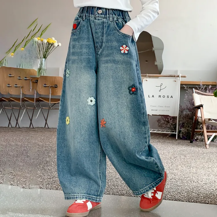 女童裤子春秋款2025新款洋气童装小女孩秋季直筒裤儿童秋装牛仔裤
