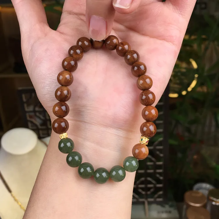 【特级库克8mm和田玉单圈】原创时尚文艺风女文玩盘串手链菩提手串