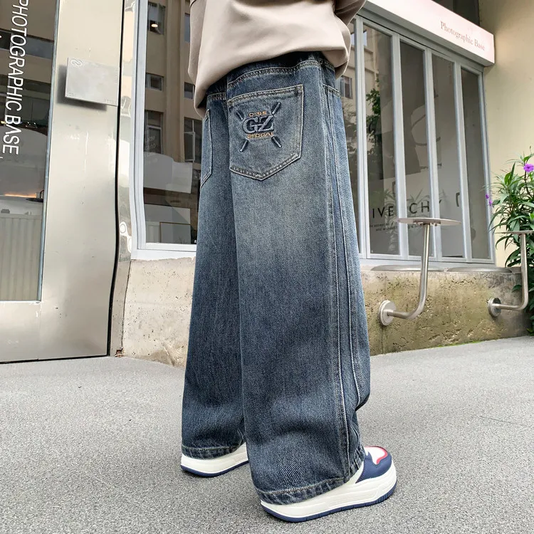 儿童装男童秋装裤子长裤2025新款中大童春秋款直筒牛仔裤裤子男童