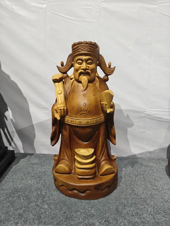 木雕工艺品（香樟木-财爷）匠心制作一体成型长29厚27高58