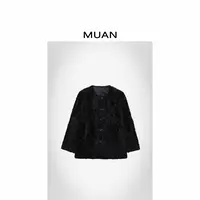 木岸MUAN：《暮光之城皮草》定制100小湖羊皮毛一体外套女D-TW-5523