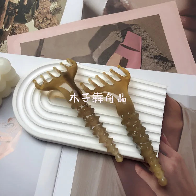 天然正品白水牛角水滴耙小米珠水滴按摩头皮疏通头部经络刷偏头痛