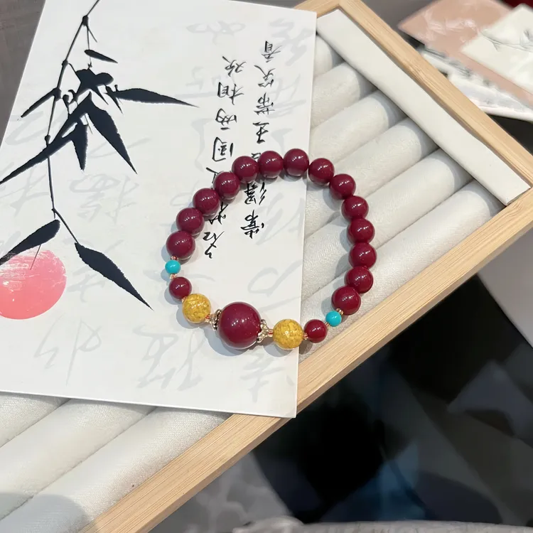 含辰砂工艺品【小川师兄】高含量设计款8mm朱砂手串