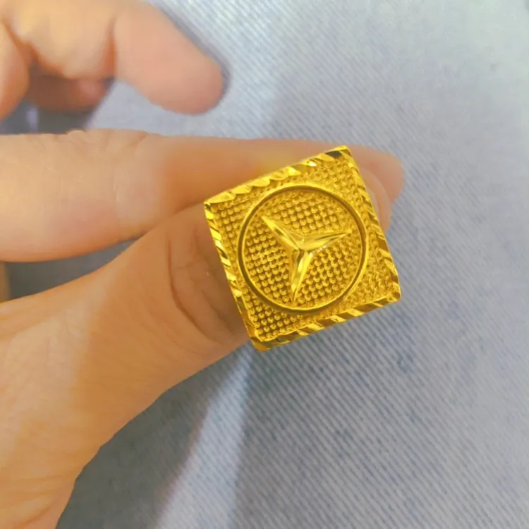 铜合金戒指 金色民族风开口可调节时尚百搭奔驰造型戒指