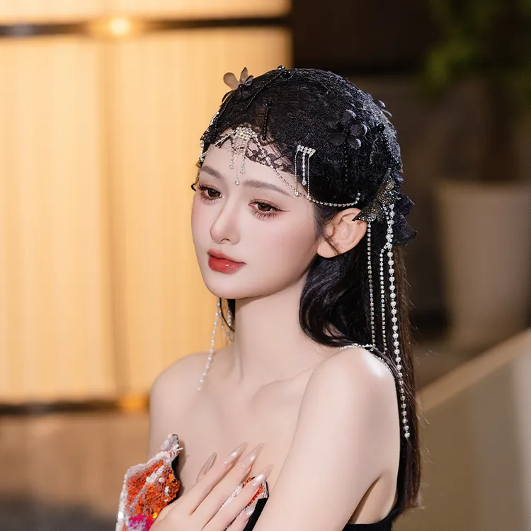 合金布艺婚庆饰品 法式新娘高级感气质流苏礼服写真头饰女MC2597