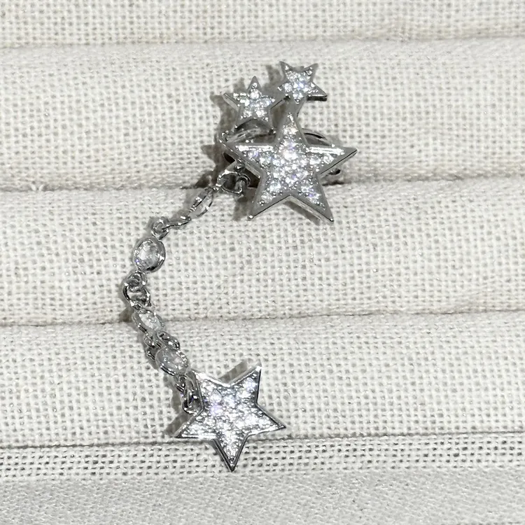 合金耳饰 【17SR】满钻星星耳链耳钉耳骨夹一体式甜酷