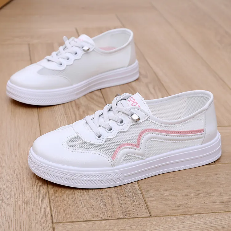 套脚韩版小白板鞋韩版小白鞋学生镂空鞋子软底透气