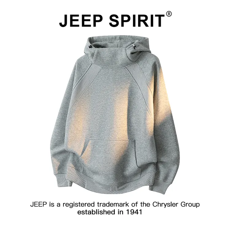 JEEPSPIRIT吉普重磅潮流拼接连帽卫衣男秋季新款cleanfit休闲上衣