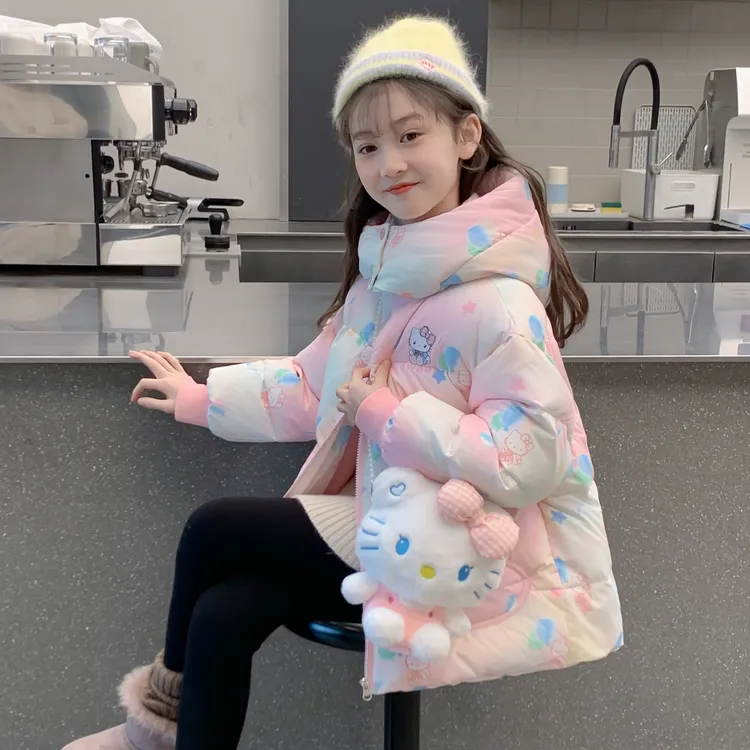 女童羽绒服冬季中大童新年衣服保暖小童小女孩童装儿童拜年服外套