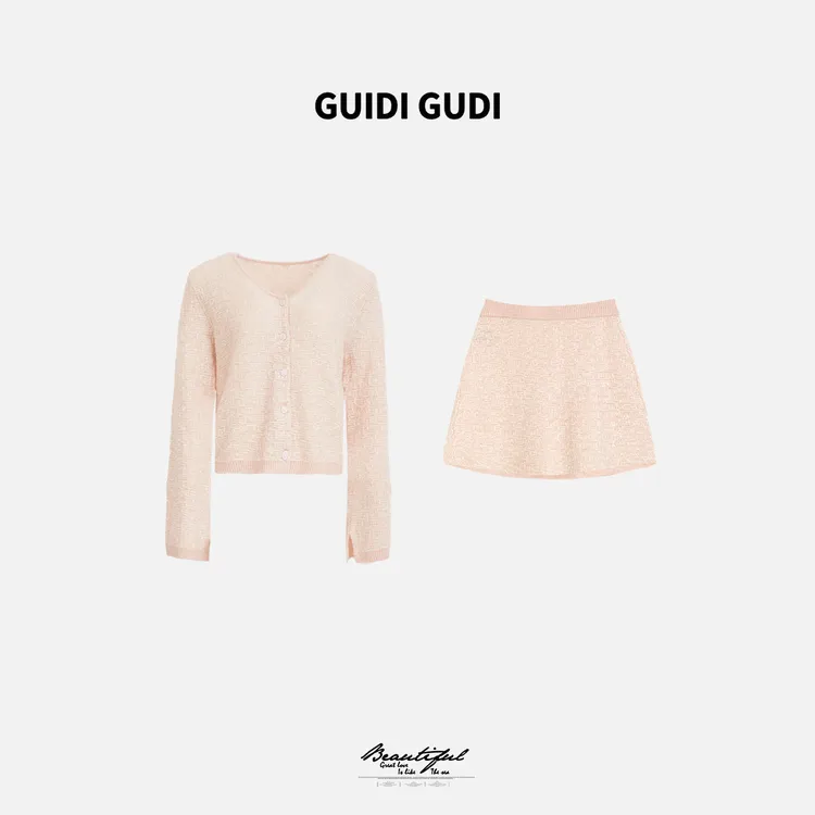 GUIDI GUDI【魅惑面纱】绵羊毛蚕丝羊驼毛气质外套半裙套装/黄加蓝