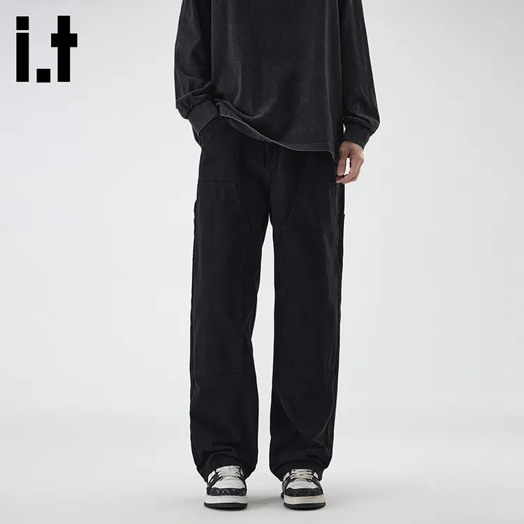 it.izzue潮牌美式工装伐木裤男牛仔裤冬季新款高街直筒宽松休闲裤