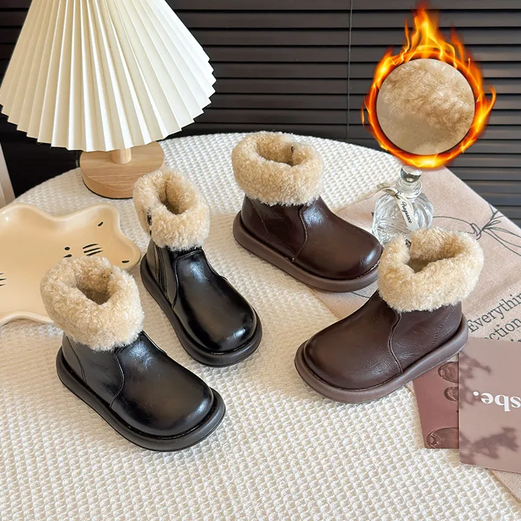 2025年冬季新款儿童百搭棉靴加绒加厚复古舒适百搭短靴 598 TY