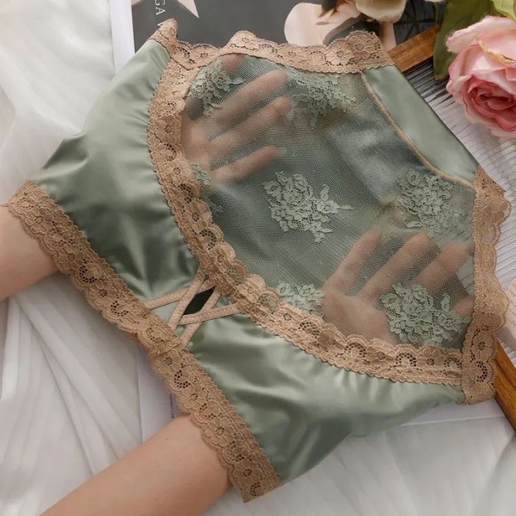 【高奢缎面】蕾丝中高腰内裤女性感无痕收腹提臀2025新款夏季薄款