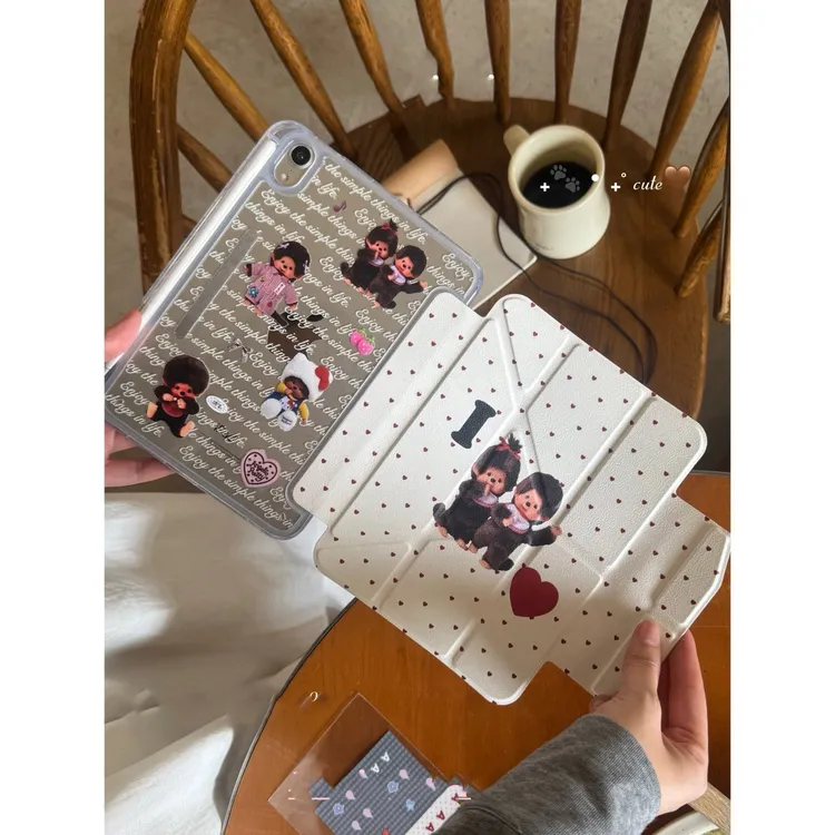 爱心蒙奇奇适用iPad A16平板保护套2025磁吸苹果iPad11笔槽iPad10