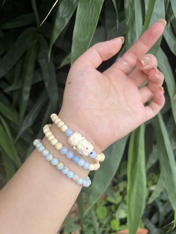 非金属木质手链 圣洁度母国风佛珠金丝木双圈文玩手链