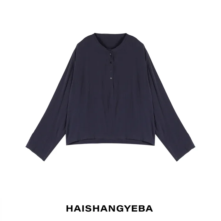 【海上叶爸】新款2025春夏百搭亚麻宽松亨利开领长袖衬衫